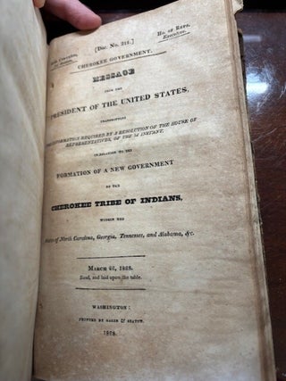Georgia Governor Wilson Lumpkin's Personal Copy of 20th US Congress Pamphlets, with many pertaining to Cherokee Indians Land Deals and Government (and much more)
