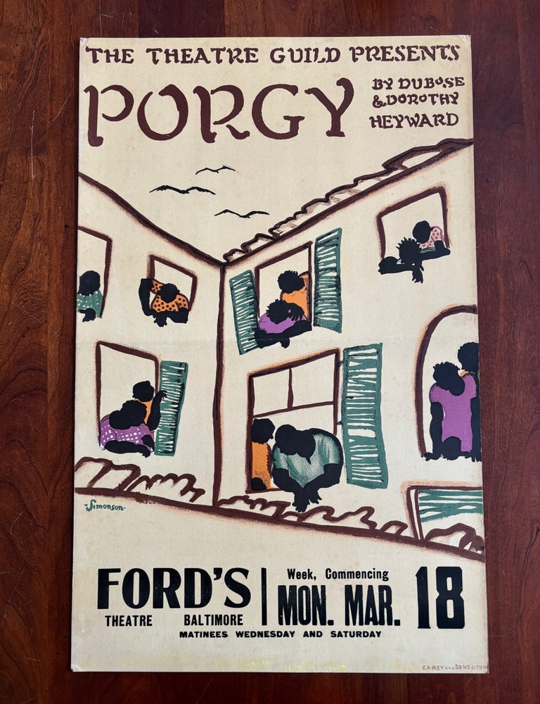 Item #101551 PORGY. Dubose, Dorothy Heyward.