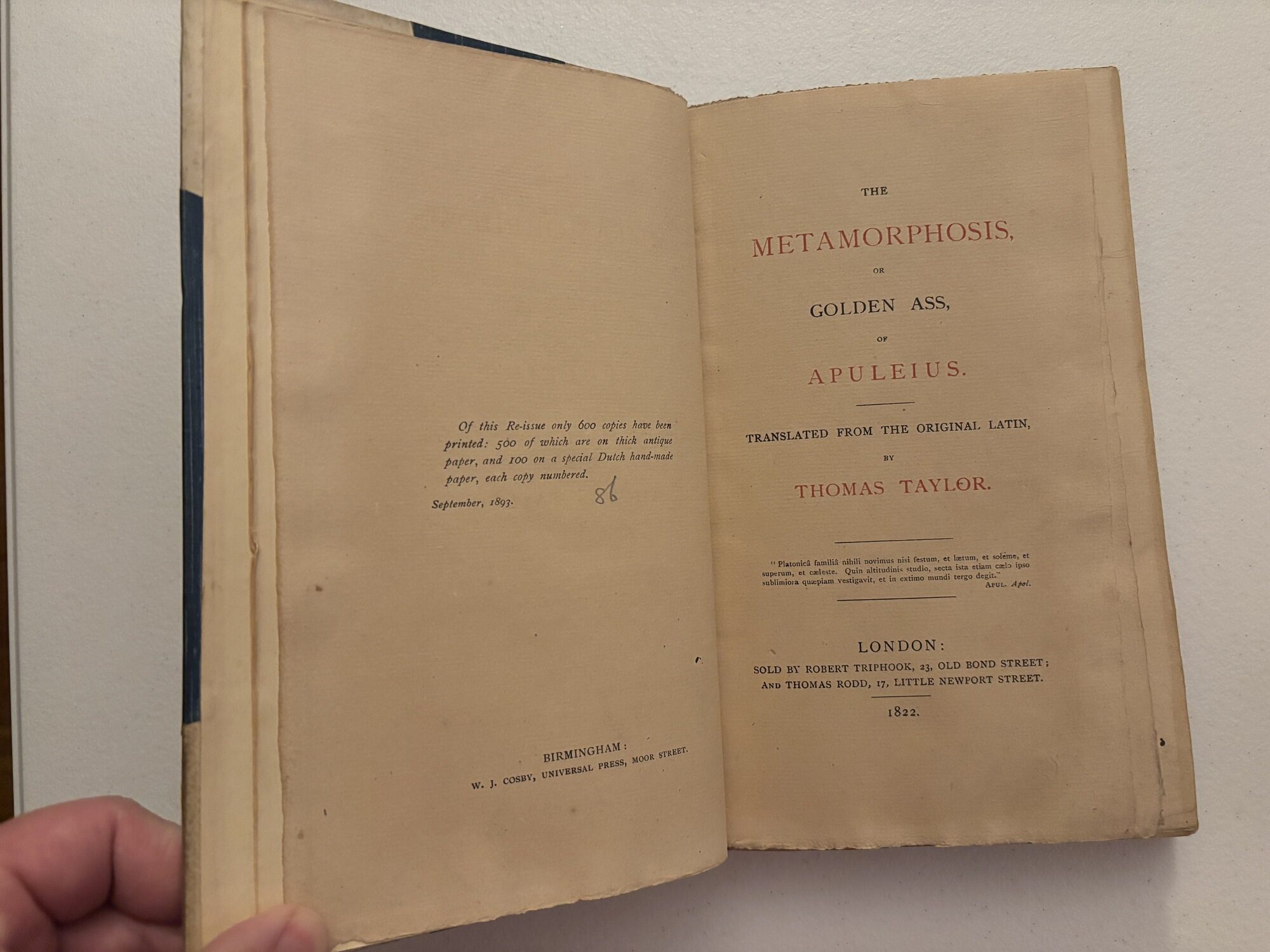 THE METAMORPHOSIS, OR GOLDEN ASS, OF APULEIUS | Apuleius, Thomas Taylor
