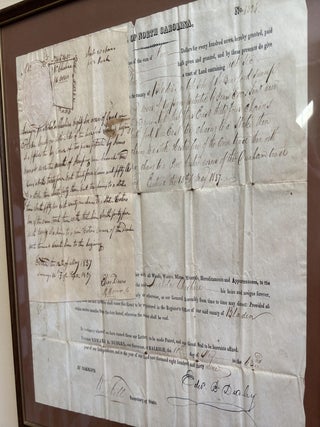 1839 Bladen County NORTH CAROLINA, Cheshire Family Land Grant, SIGNED by NC Gov Edward DUDLEY. Bearford Swamp Land.