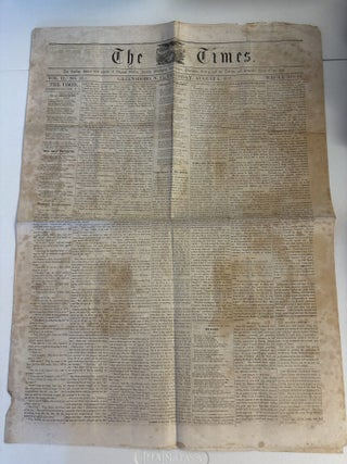 The Times: The Reading Matter will consist of Original Stories, History Biography, Agriculture, Education, Poetry, and the Foreign and Domestic News of the Day [caption title]. Greensboro, N.C.: August 6, 1857, Vol. II, Number 22.