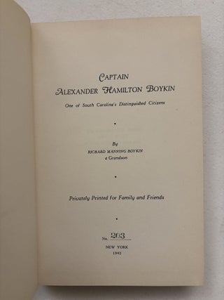 Captain Alexander Hamilton Boykin: One of South Carolina's Distinguished Citizen
